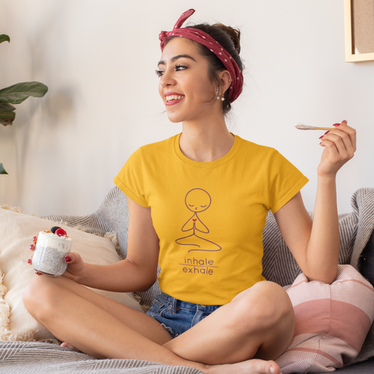Yoga Doodle T-shirt for Women Golden Yellow