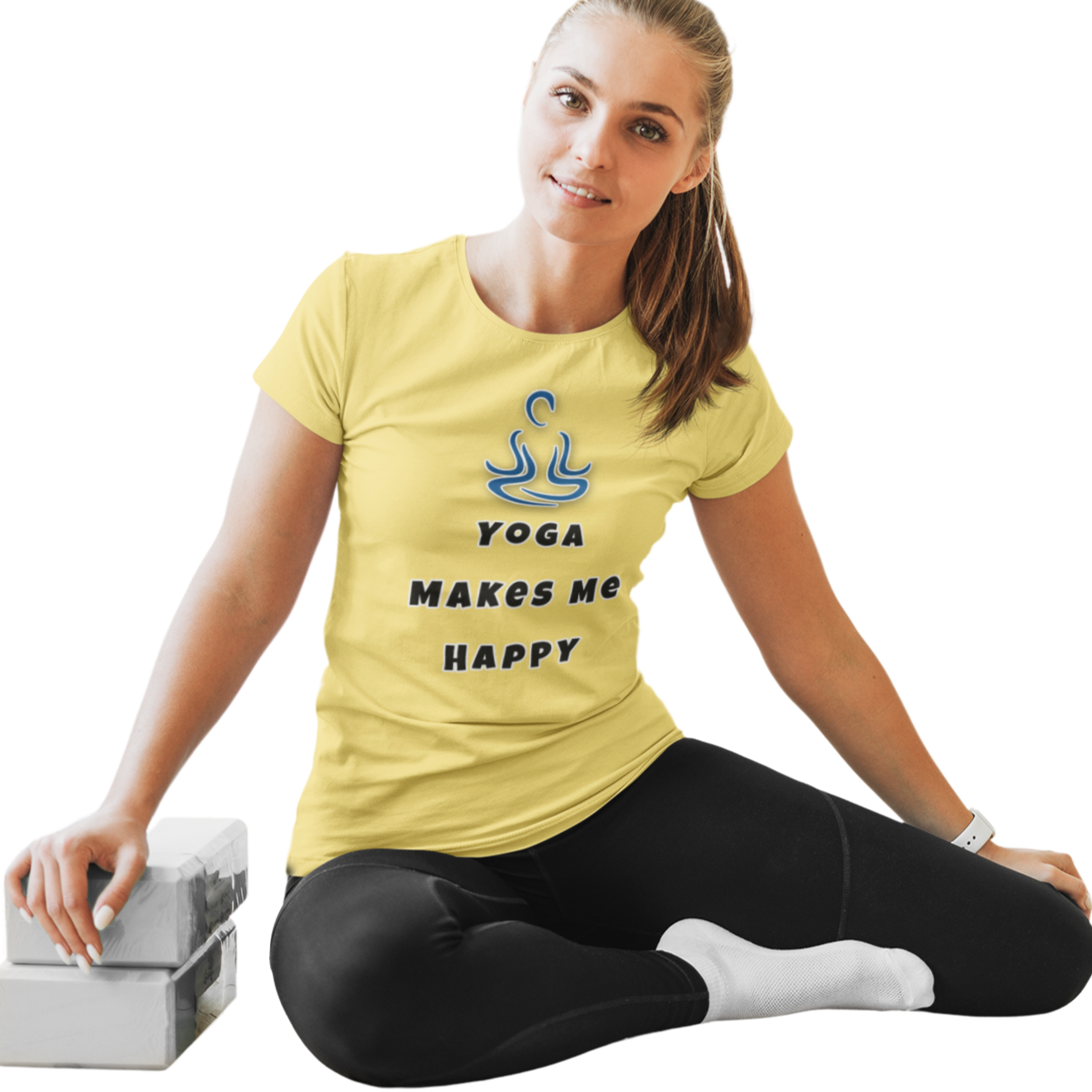 Yoga Makes Me Happy T Shirt for Women D79