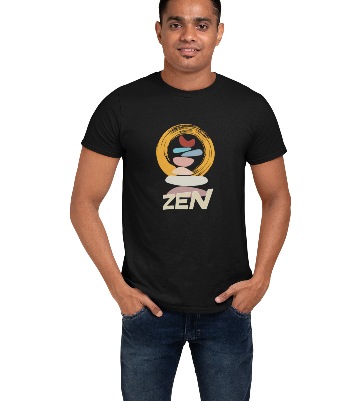 Zen Stone Mens Yoga T-shirt Black