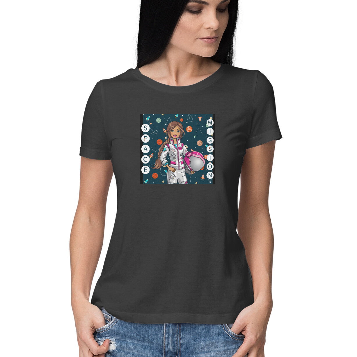Astronaut Space Black T-shirt for Women 