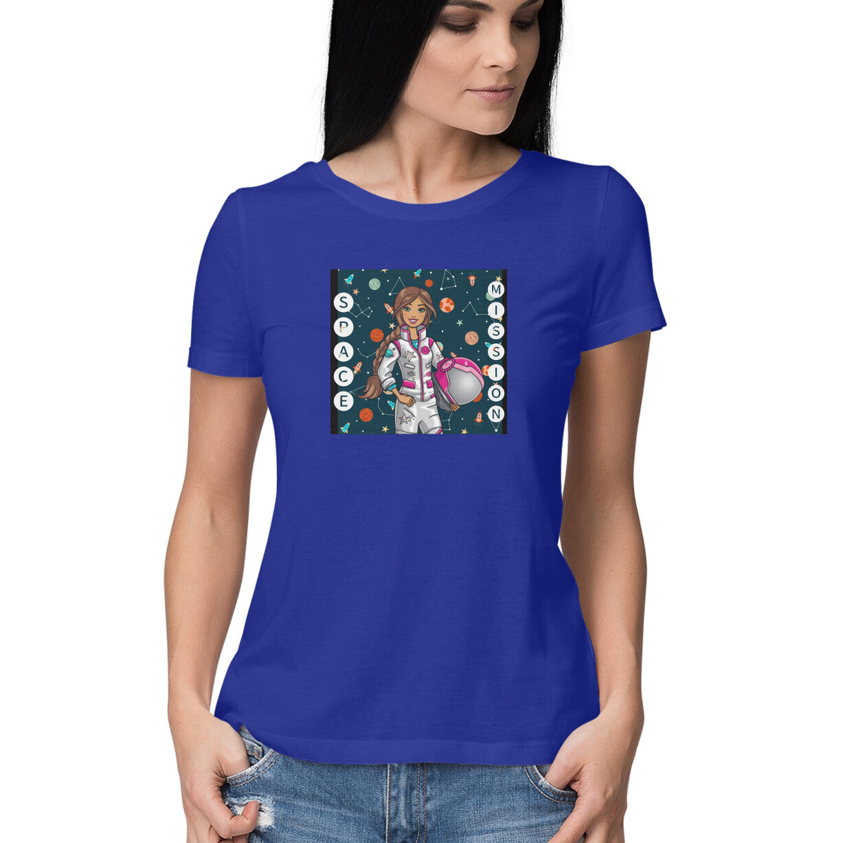 Astronaut Space Royal Blue T-shirt for Women