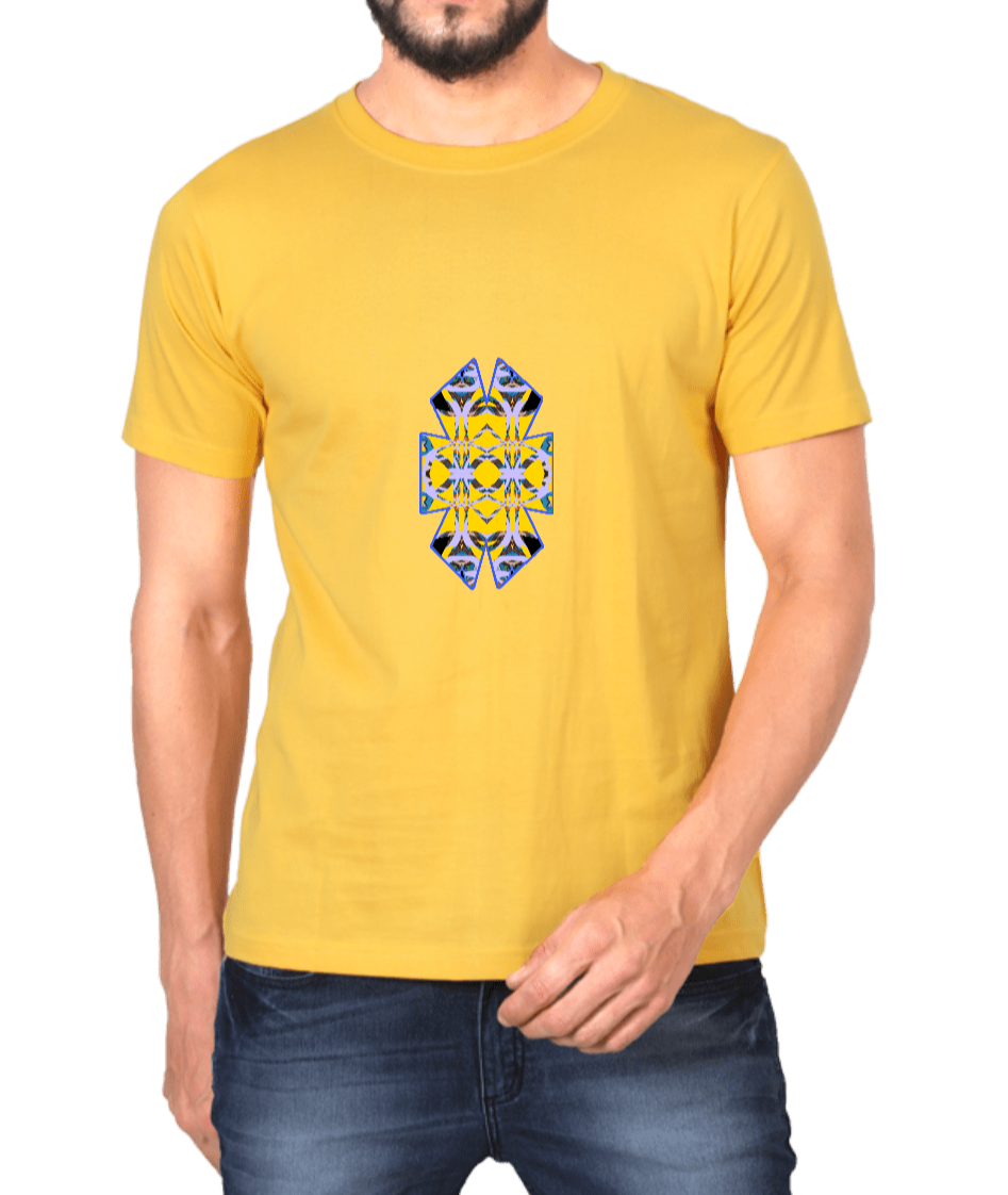 Blue Yellow Geometric Design Men's T Shirt D16