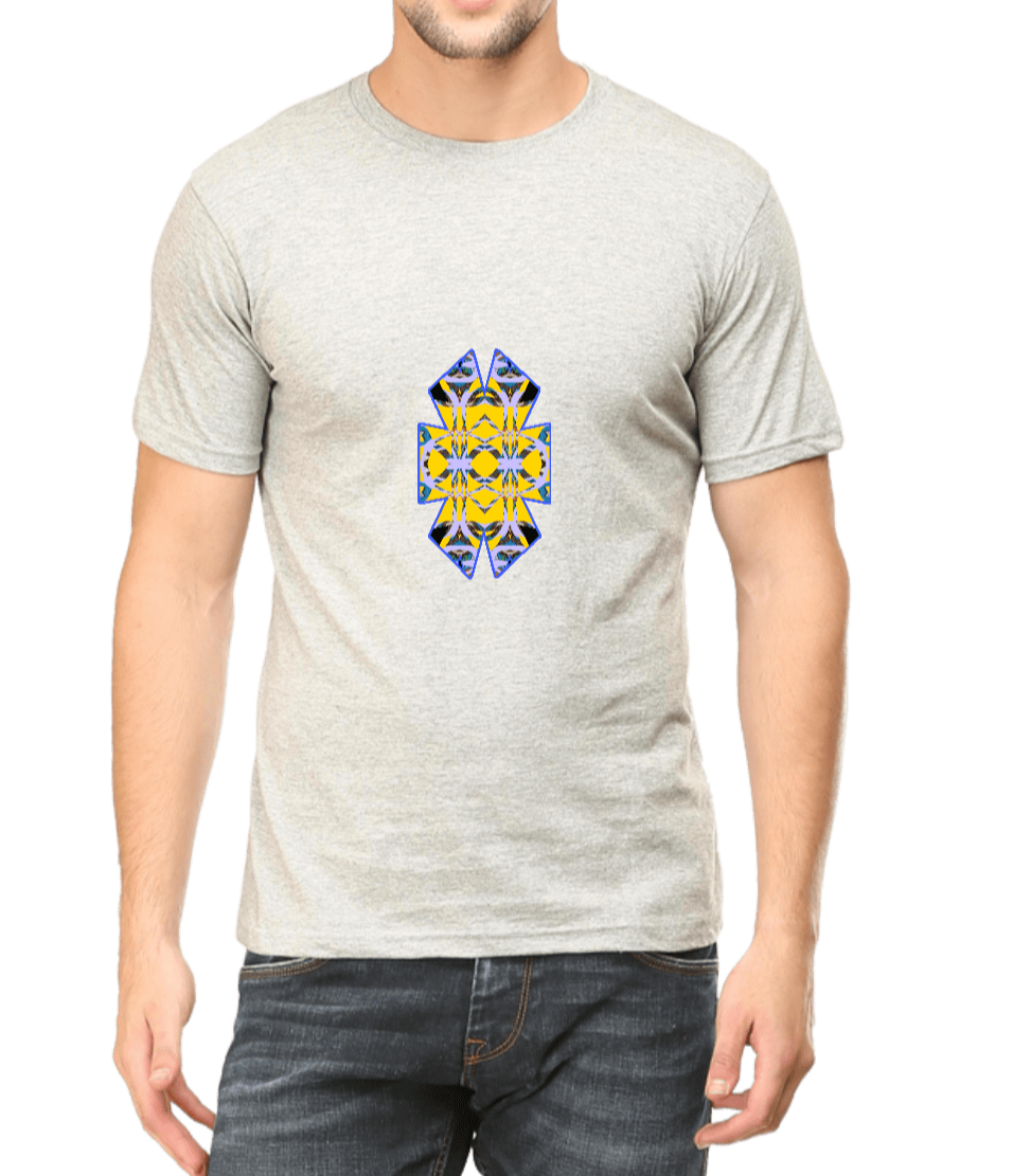 Blue Yellow Geometric Design Men's T Shirt D16