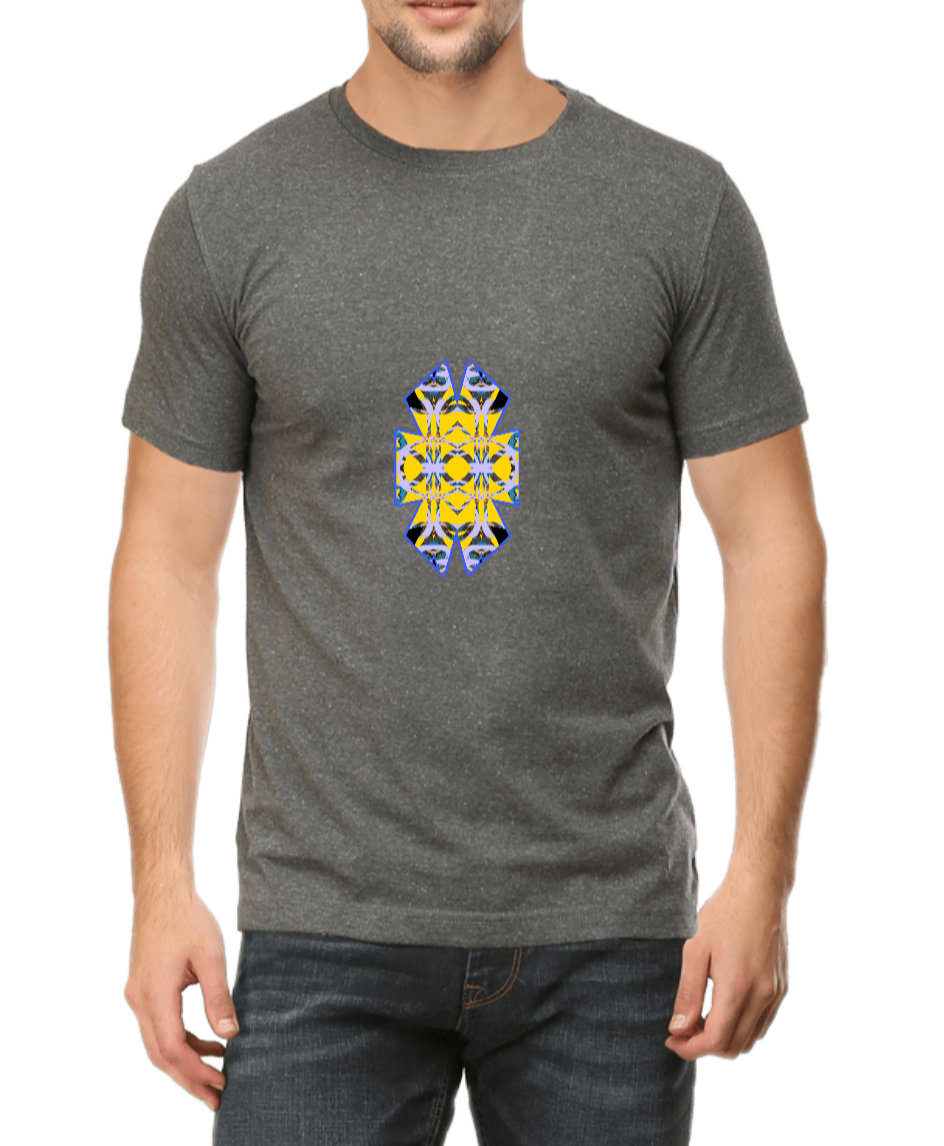 Blue Yellow Geometric Design Men's T Shirt D16