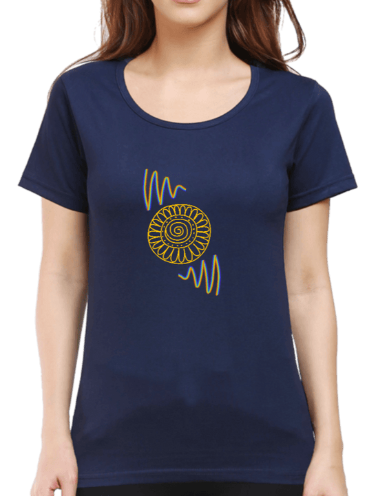 Navy Blue t-shirt for women with spiral design