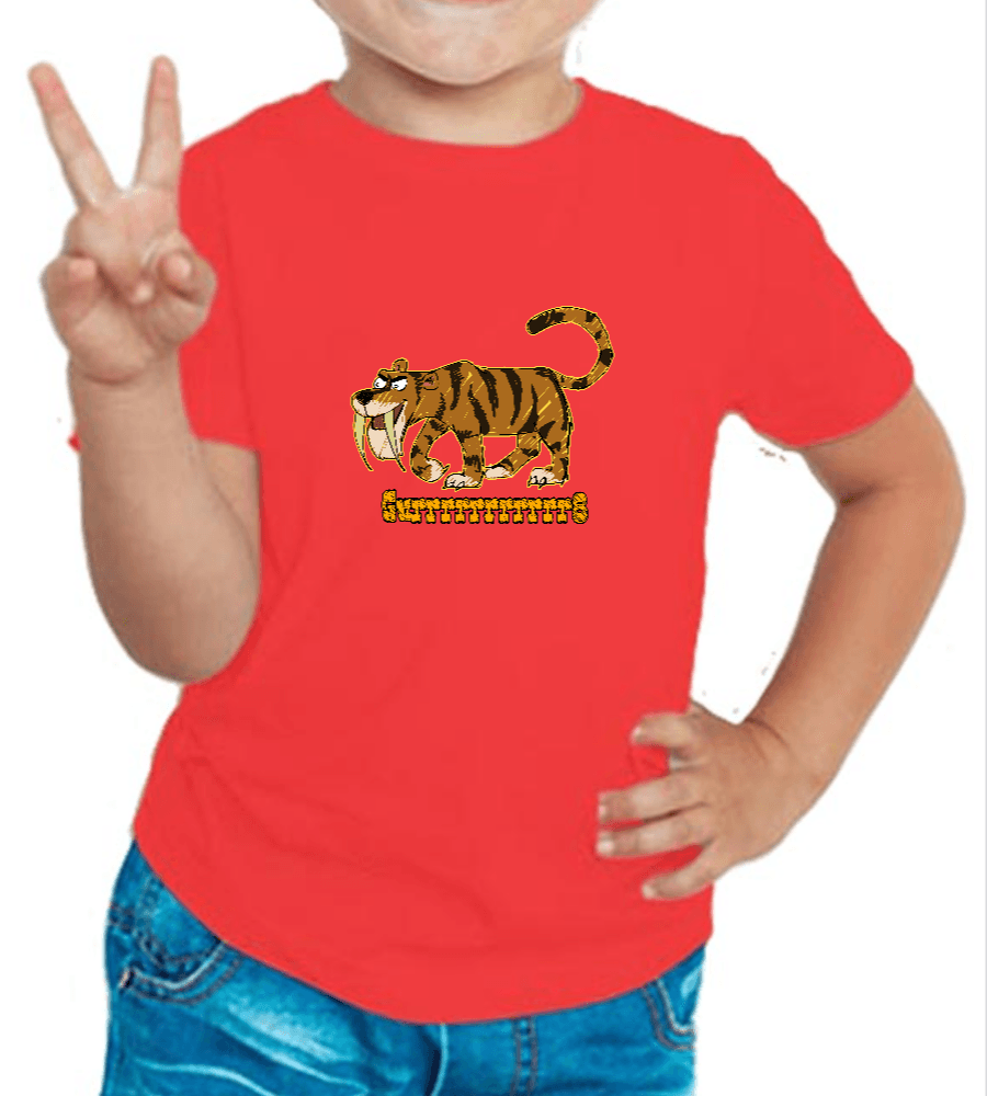 Red tshirt for boys printed with Tiger design