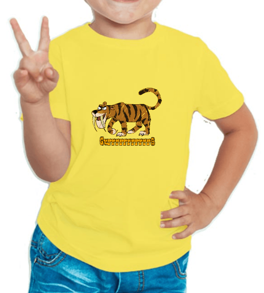 Yellow tshirt for boys printed with Tiger design