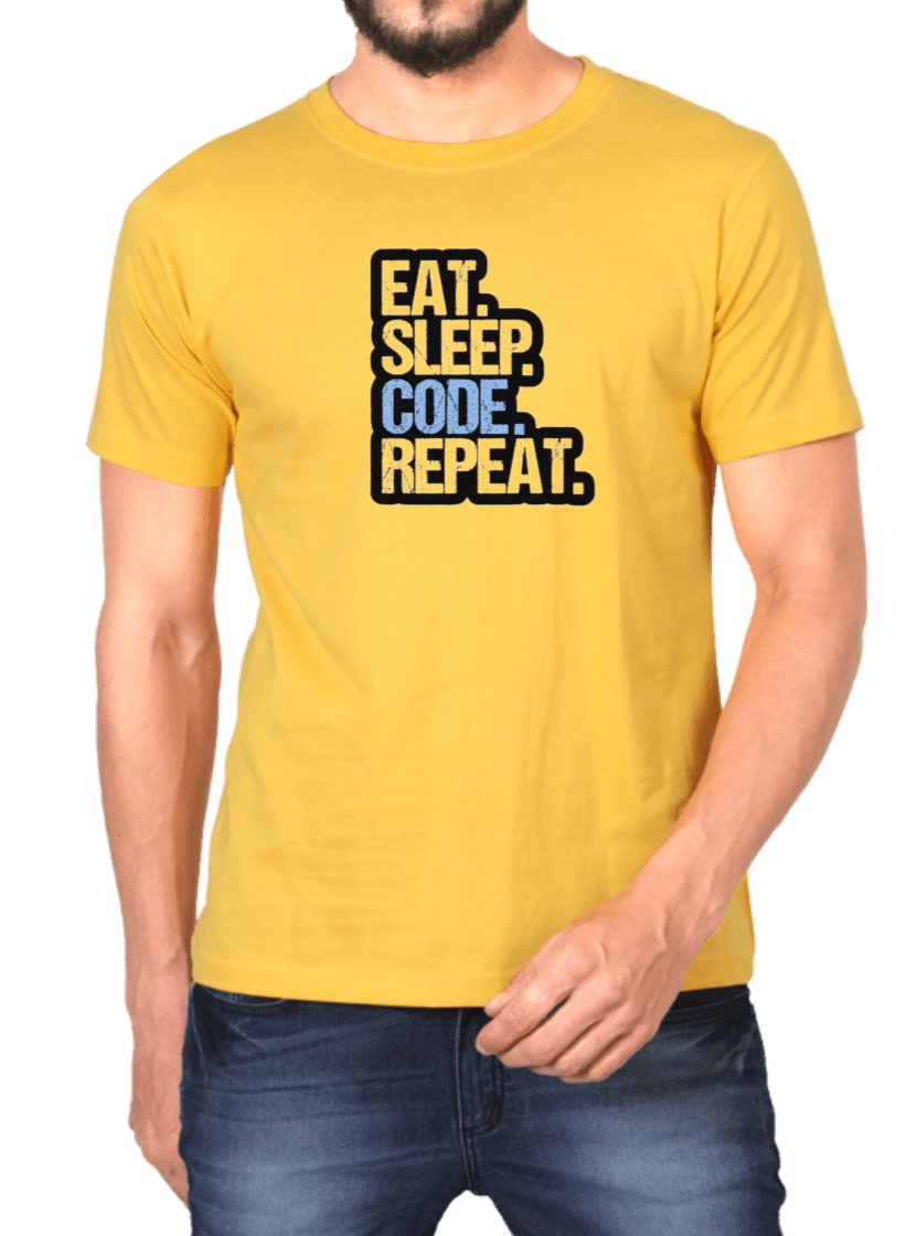 Golden Yellow Cotton Tshirt for Software Engineers