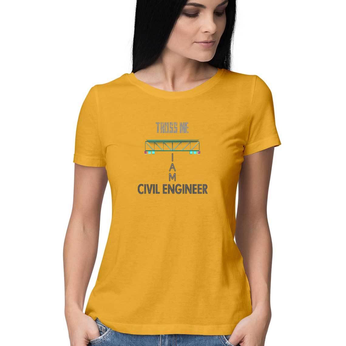 Golden Yellow Cotton Tshirt for Civil Engineers