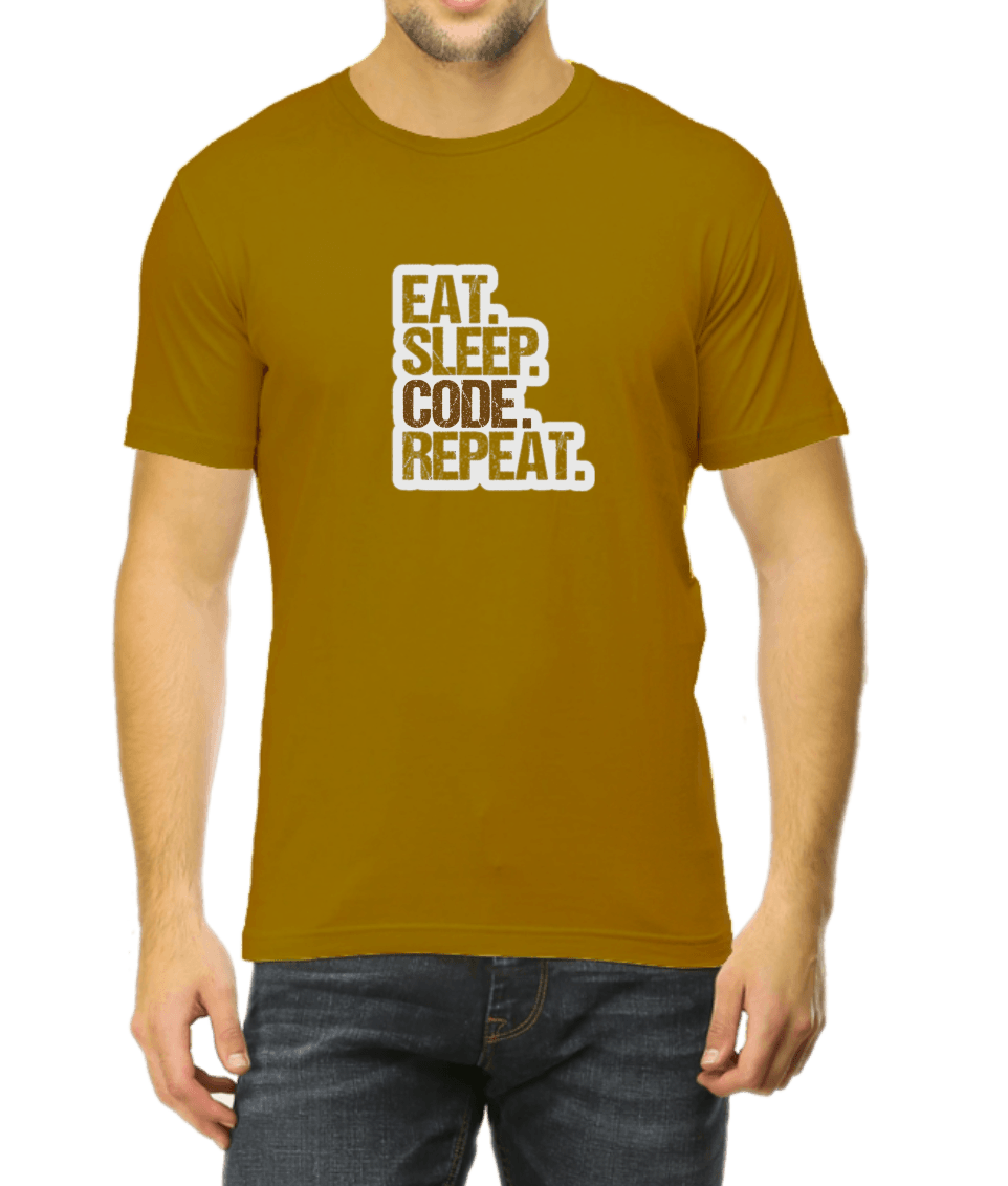 Mustard Yellow Cotton Tshirt for Software Engineers