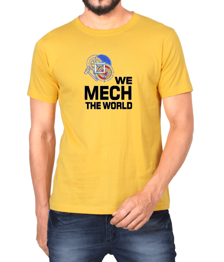 Golden Yellow Cotton Tshirt for Mechanical Engineers