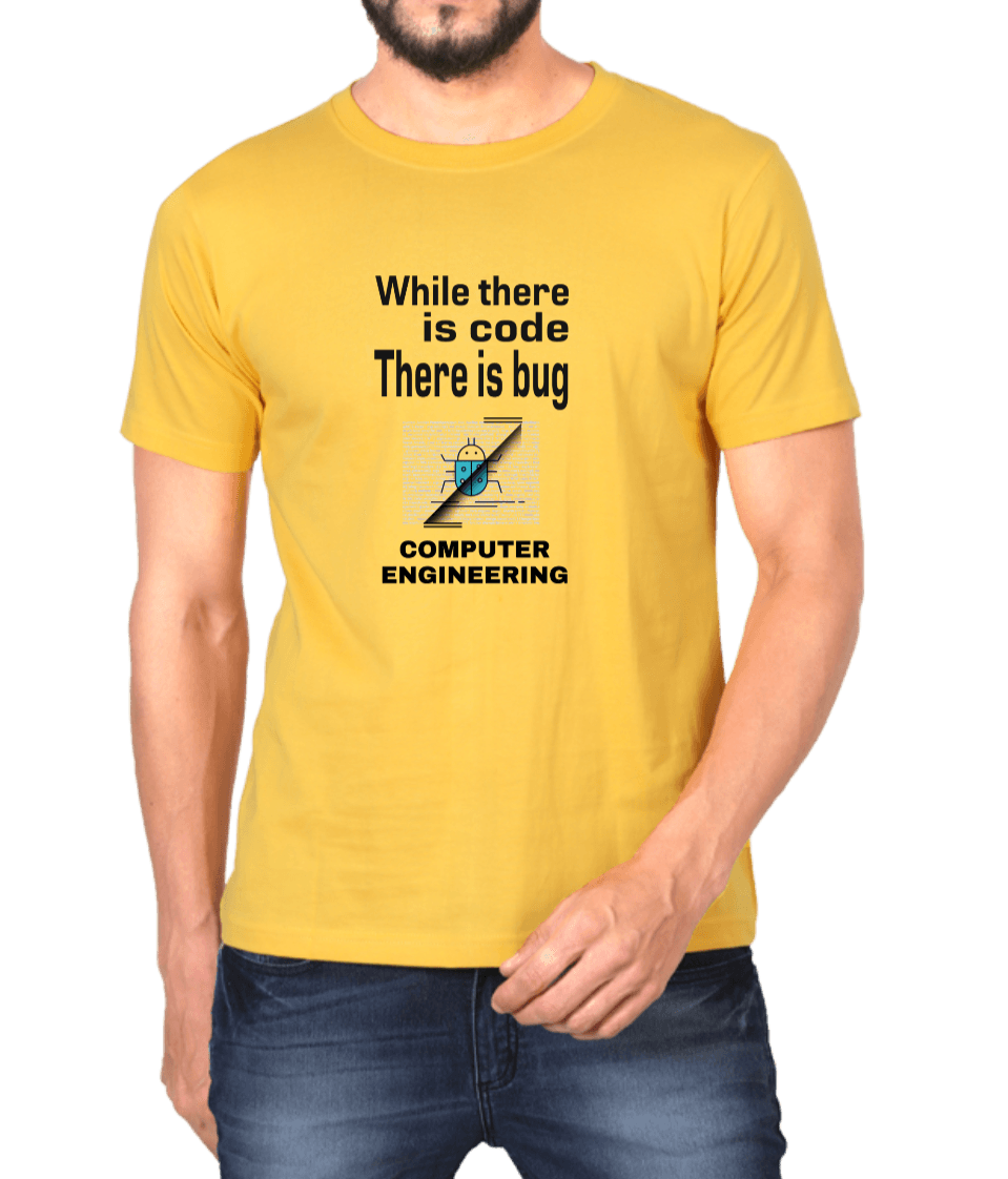 Golden Yellow Cotton Tshirt for Software Engineers