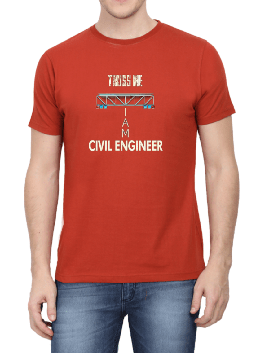 Brick Red Cotton Tshirt for Civil Engineers