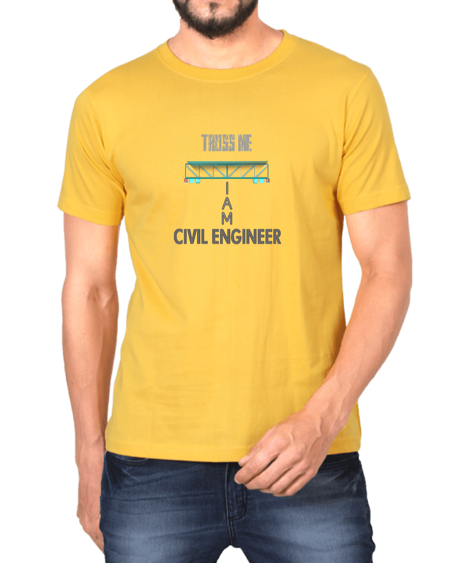 Golden Yellow Cotton Tshirt for Civil Engineers