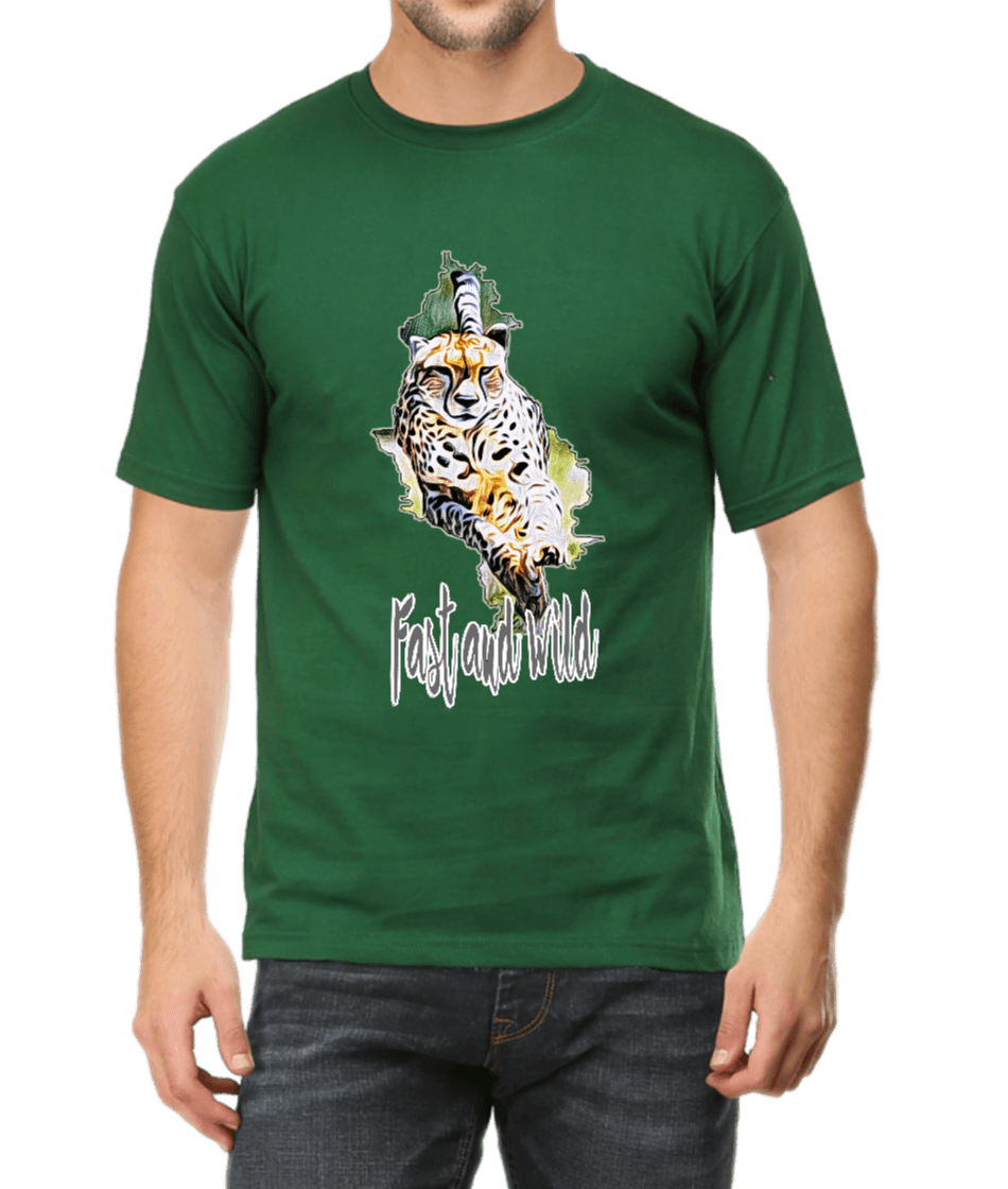 Bottle Green Cheetah T-Shirt  for wildlife lovers