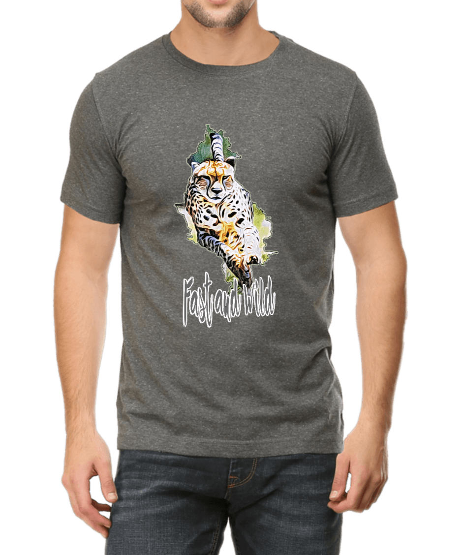 Charcoal Grey Cheetah T-Shirt  for wildlife lovers