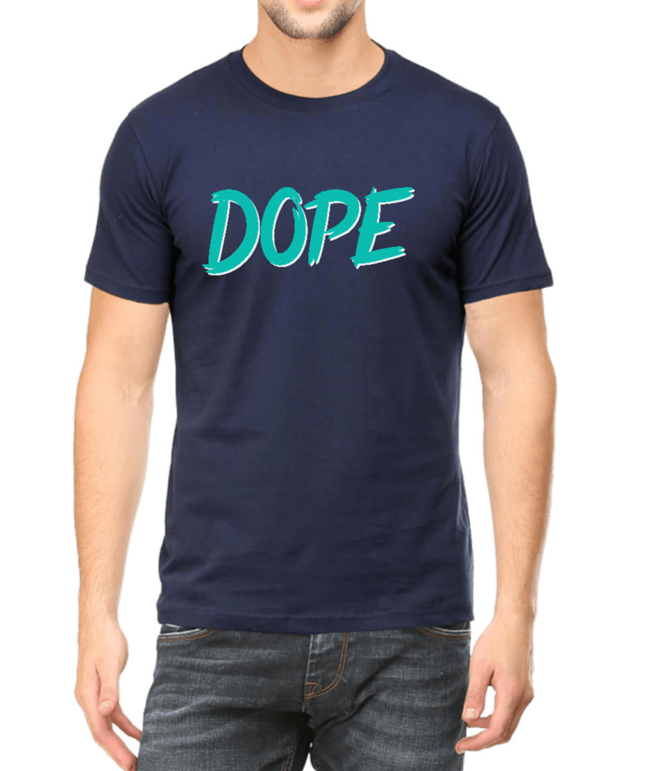 Navy Blue T-shirt for men with Dope caption