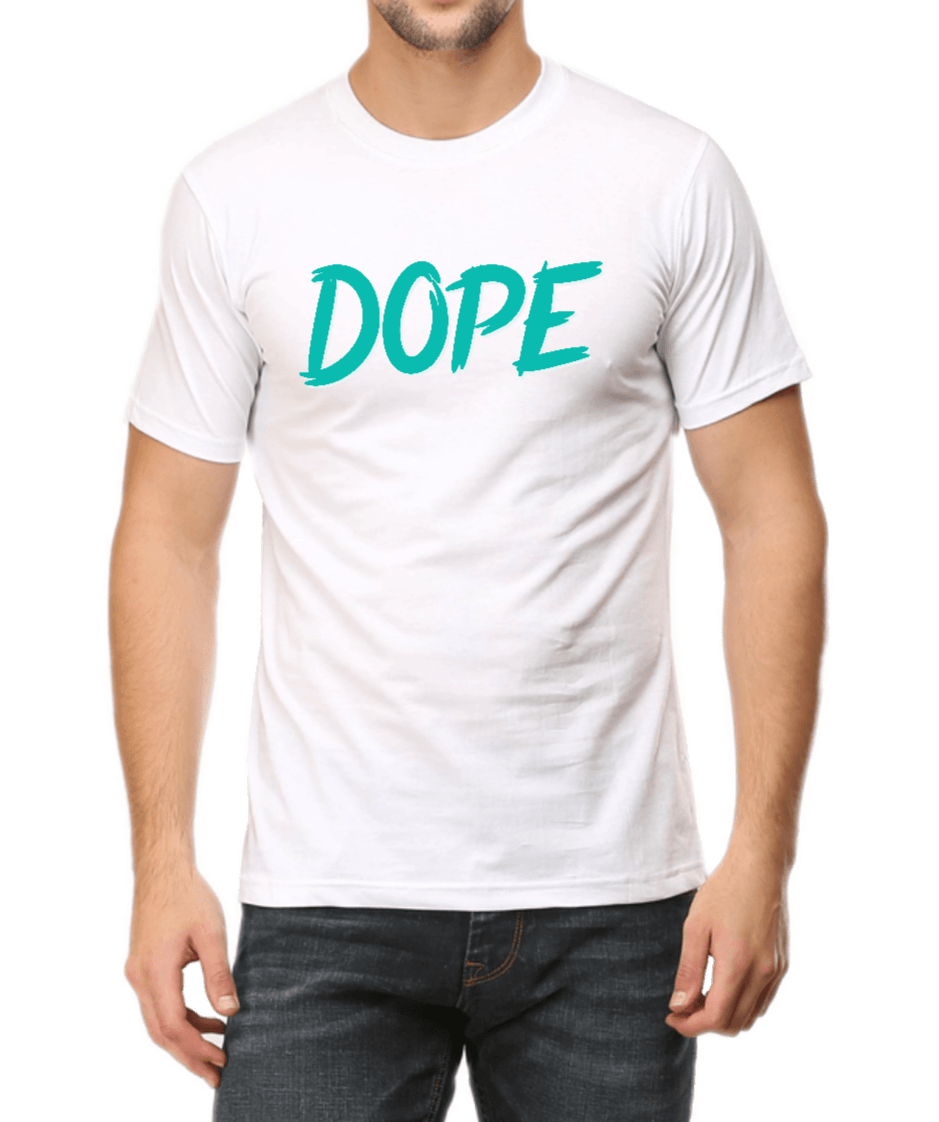 White T-shirt for men with Dope caption