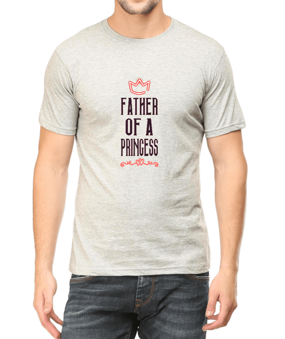 Men's T-shirt light grey printed with caption Father of a Princess