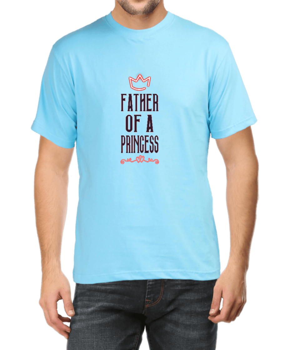 Men's T-shirt sky blue printed with caption Father of a Princess