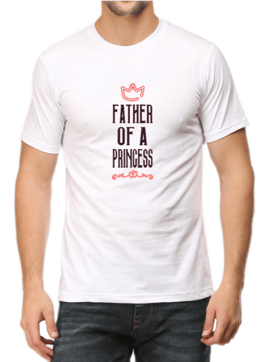 Men's T-shirt white printed with caption Father of a Princess