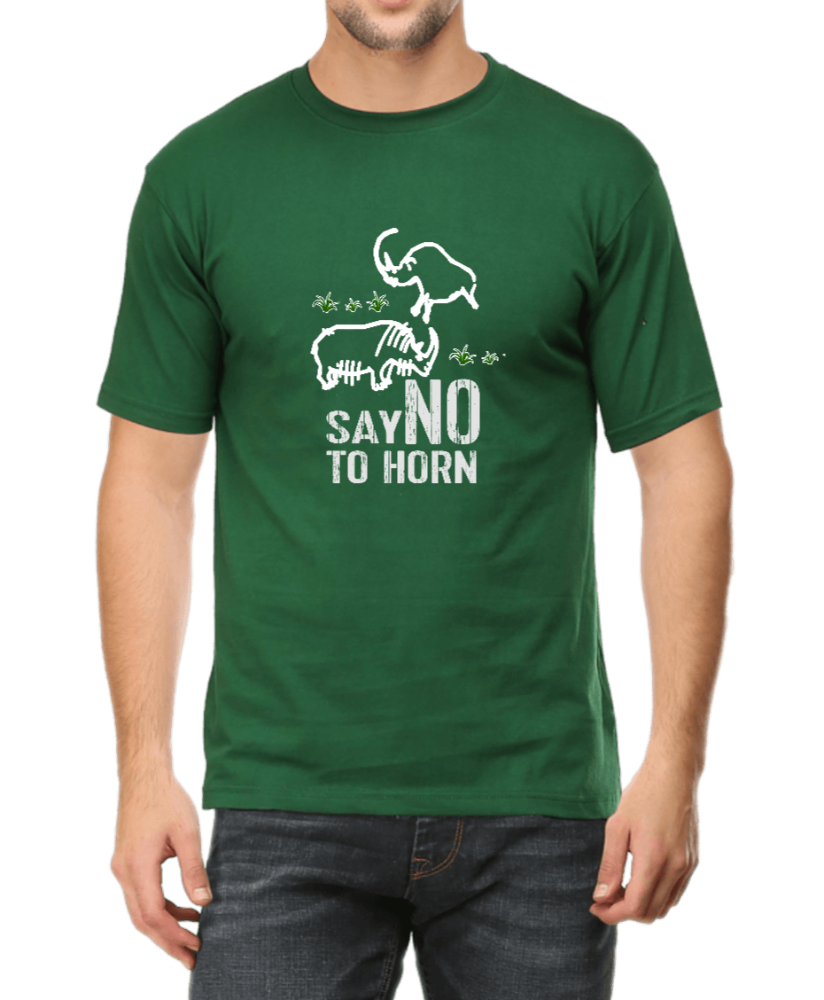 Bottle Green Tshirt for men with Rhino design