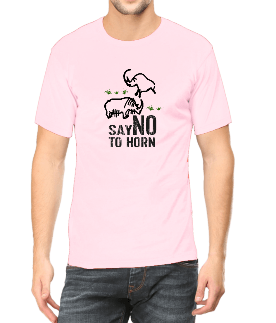 Light Pink Tshirt for men with Rhino design
