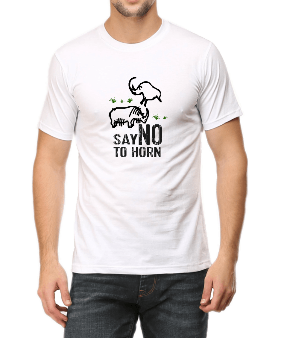 White Tshirt for men with Rhino design