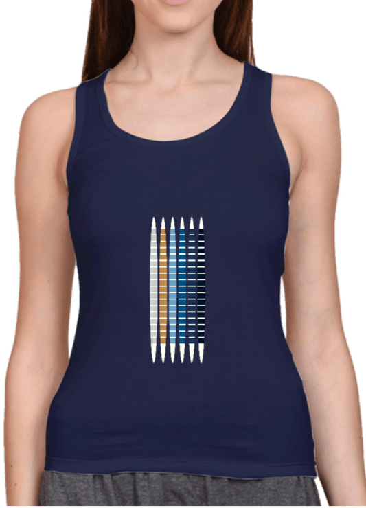 Tank Top Navy Blue with vertical geometric stripes