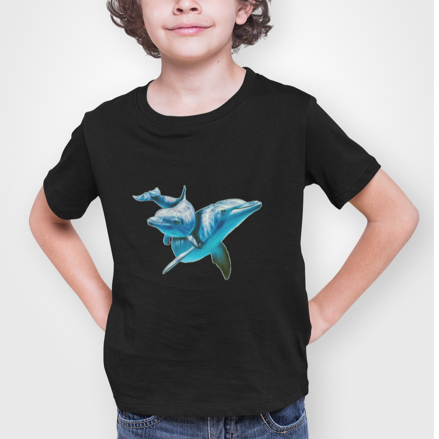 Dolphin Black T-shirt for Kids 