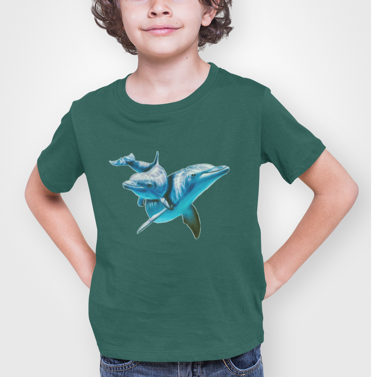 Dolphin Bottle Green T-shirt for Boys